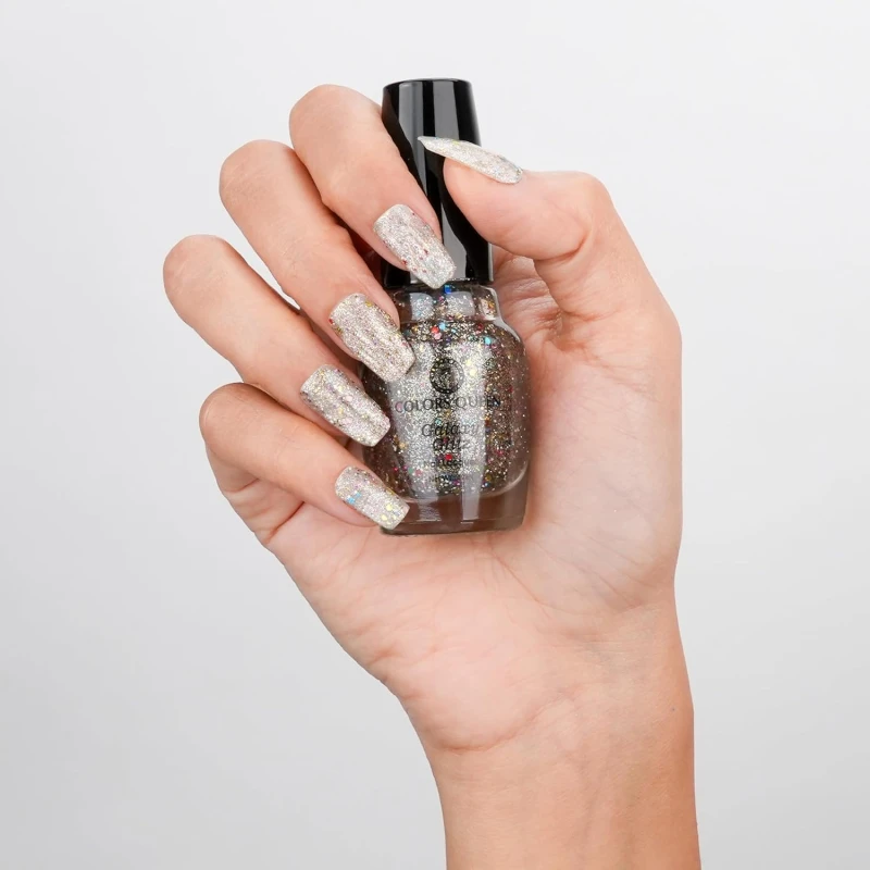 Colors Queen Galaxy Glitz Nail Lacquer | Glossy Nail Polish | Long Lasting | Chip Resisting Formula, Effortless Application | Vegan and Cruelty Free (110 - Pole Star, 17ml) thumbnail 2